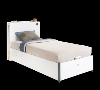 Studentská postel s úložným prostorem vyklápěcí 100x200 cm White