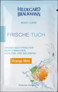 Body Care Osvěžující vlhčený bavlněný ubrousek na obličej i ruce 10ks Frische Tuch Orange Mint