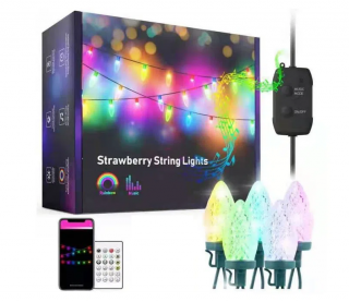 BOT Chytrý LED světelný řetěz na párty i Vánoce Strawberry SL2 10 metrů Tuya RGB WiFi a BT