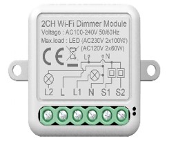 BOT Smart WiFi přijímač stmívač Tuya CH17 Počet tlačítek: Dvoutlačítkový