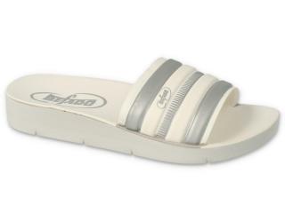 Befado CLIP 067Y001 pantofle dětské bílé / stříbrné proužky
