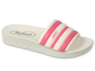 Befado CLIP 067Y002 pantofle dětské dívčí bílé / růžové proužky