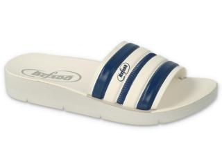Befado CLIP 067Y003 pantofle dětské bílé / modré proužky