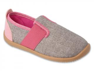 Befado Softer 901Y014, dívčí, bačkůrky, přezůvky, ŠEDÁ/RŮŽOVÁ