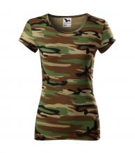 MALFINI CAMO PURE C22-33, triko, dámské/dívčí, 100% bavlna, camouflage / maskáč, hnědý / brown