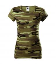 MALFINI CAMO PURE C22-34, triko, dámské/dívčí, 100% bavlna, camouflage / maskáč, zelený / green