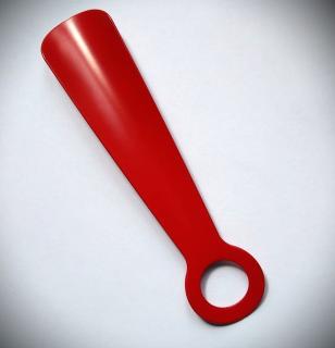 Obouvací lžíce, ocel, červená, 18 cm