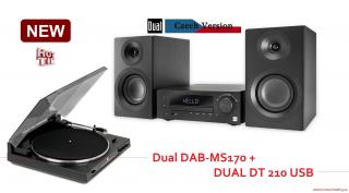 DUAL DAB-MS170 + DUAL DT 210 USB (Microsystém + 2-pásmové reprosoustavy se skvělým zvukem + plně automatický gramofonový přístroj v midi rozměru s USB a phono předzesilovačem)