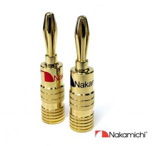 Nakamichi - Banana Plugs N0534 Gold (Novinka 2021 - Limitovaná edice ve zlatém provedení - Reproduktorový banánek (konektor) s nově vyvinutým pružným systémem)