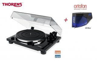 Thorens TD 201 Black + Ortofon 2M BLUE  (Audiofilský gramofon pro náročné posluchače s vestavěným PHONO MM předzesilovačem a přenoskou Ortofon)