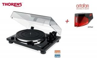 Thorens TD 201 Black + Ortofon 2M RED  (Audiofilský gramofon pro náročné posluchače s vestavěným PHONO MM předzesilovačem a přenoskou Ortofon)