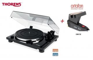 Thorens TD 201 Black + Ortofon OM 5E  (Audiofilský gramofon pro náročné posluchače s vestavěným PHONO MM předzesilovačem a přenoskou Ortofon)