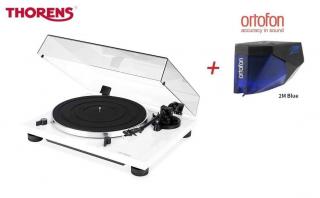 Thorens TD 201 White + Ortofon 2M BLUE (Audiofilský gramofon pro náročné posluchače s vestavěným PHONO MM předzesilovačem a přenoskou Ortofon)