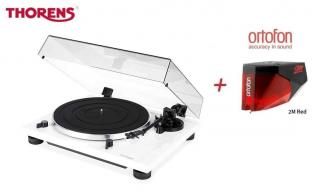 Thorens TD 201 White + Ortofon 2M RED (Audiofilský gramofon pro náročné posluchače s vestavěným PHONO MM předzesilovačem a přenoskou Ortofon)