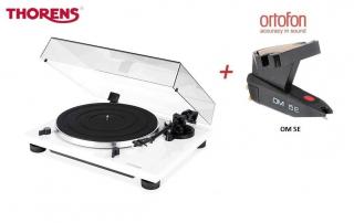 Thorens TD 201 White + Ortofon OM 5E  (Audiofilský gramofon pro náročné posluchače s vestavěným PHONO MM předzesilovačem a přenoskou Ortofon)