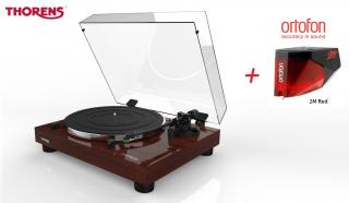 Thorens TD 202 Walnut + Ortofon 2M RED (Audiofilský gramofon pro náročné posluchače s vestavěným Phono MM předzesilovačem a USB)