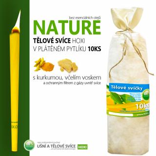 Tělové svíce HOXI NATURE - bez esenciálních olejů v plátěném pytlíku 10ks