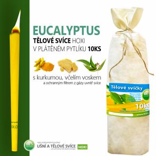 Tělové svíce HOXI s EUCALYPTEM v plátěném pytlíku 10ks