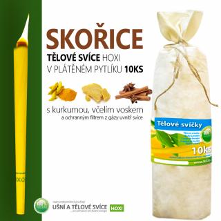 Tělové svíce HOXI se SKOŘICÍ v plátěném pytlíku 10ks