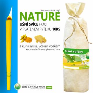 Ušní svíce HOXI NATURE - bez esenciálních olejů v plátěném pytlíku 10ks