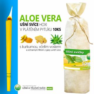 Ušní svíce HOXI s ALOE VERA v plátěném pytlíku 10ks