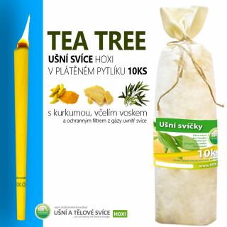 Ušní svíce HOXI s  TEA TREE v plátěném pytlíku 10ks