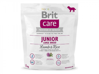 Brit Care Junior Large Breed Lamb &amp; Rice 1 kg (Granule pro juniory velkých plemen psů. Jehněčí maso a rýže.)