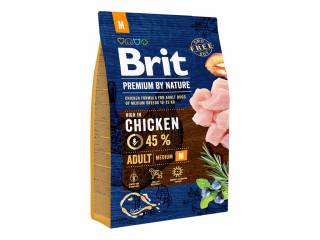 Brit Premium by Nature Adult M 3 kg (Granule pro dospělé psy středních a velkých plemen. Kuřecí maso.)