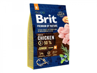 Brit Premium by Nature Junior M 3 kg (Granule pro mladé psy středně velkých plemen. Kuřecí maso.)