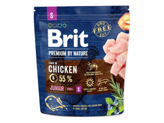 Brit Premium by Nature Junior S 1 kg (Granule pro mladé psy malých plemen, i pro kojící a březí feny. Kuřecí maso.)