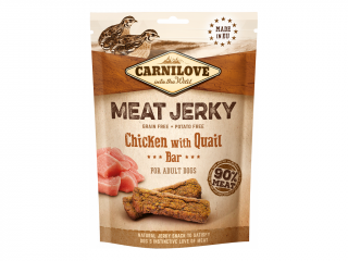 Carnilove Jerky Quail &amp; Chicken Bar 100 g (Pamlsek pro psy. Kuře, křepelka.)