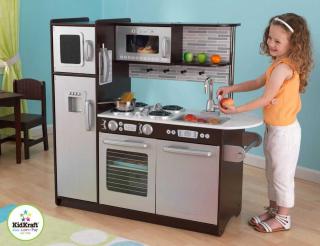 Dětská dřevěná kuchyňka - 109 cm, hnědo šedá (Dětská dřevěná kuchyňka )