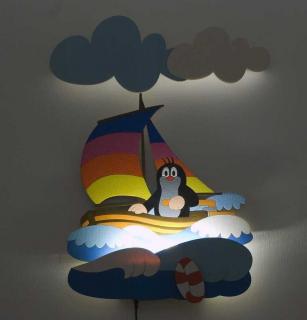 Dětská LED lampička na zeď - Krtek s lodí (Dětská LED lampička na zeď)
