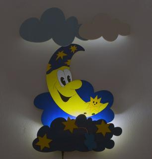 Dětské noční LED osvětlení - Měsíc (Dětské noční LED svídidlo. Dětské noční LED světlo - Měsíc)