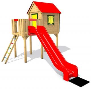 Dětský domek pro veřejné prostranství a mateřské školy Pavlína 145 (Dětský zahradní dřevěný domek s certifikací pro MŠ a veřejná prostranství)