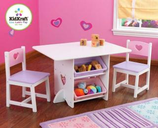 Dětský dřevěný stolek s židličkami - bílý (Dětský dřevěný stolek do dětského pokuje)