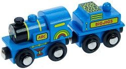 Dřevěná lokomotiva modrá lokomotiva s tendrem (Dřevěná lokomotiva modrá lokomotiva s tendrem)