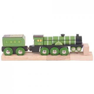 Dřevěná lokomotiva Tornado zelená lokomotiva s tendrem (Dřevěná lokomotiva Tornado zelená lokomotiva s tendrem)
