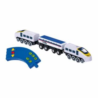 Dřevěné vláčky - Maxim vlak na dálkové ovládání (Maxim vlak na dálkové ovládání. Set Maxim vlak na dálkové ovládání obsahuje lokomotivu a vagon.)