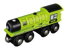 Dřevěné vláčky - Parní lokomotiva MAXIM zelená (Parní lokomotiva MAXIM.  Maxim Parní lokomotiva zelená)