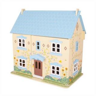 Dřevěný domeček pro panenky 56x31x60 - modrý (Dřevěný domeček pro panenky. Dřevěný domeček pro panenky )