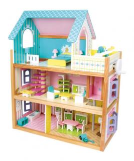 Dřevěný domeček pro panenky 73x67 (Dřevěný domeček pro panenky. Dřevěný domeček pro panenky včetně nábytku)