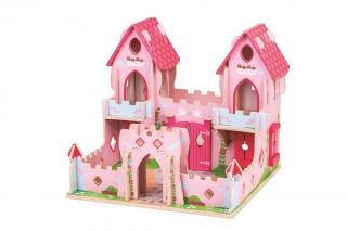 Dřevěný hrad pro panenky - růžový (Dřevěný domeček pro panenky. Dřevěný hrad pro panenky)