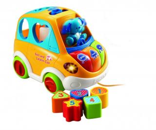 Interaktivní auto se zvuky a písněmi - oranžové (Hračky pro nejmenší - interaktivní auto se zvukem)