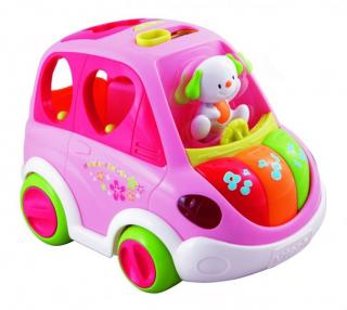 Interaktivní vkládačka mluvící auto - růžové (Interaktivní vkládačka auto. Interaktivní mluvící auto pro děti od 12 měsíců - oranžové)