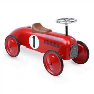Kovové odrážedlo retro auto - červené (Dětské kovové retro odrážedlo)