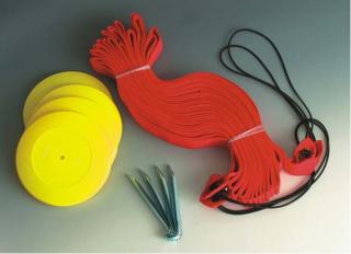 Pásky pro plážový volejbal (Pásky pro plážový volejbal. Lajny jsou v barvě červené a jsou vybaveny ukotvením.)