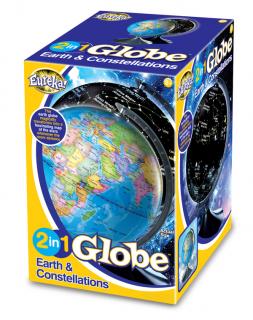 Svítící Globus s hvězdami (Dětský globus jako noční osvětlení - svítící Globus s hvězdami hračka 2v1. Svítící globus jako země nebo jako noční obloha)
