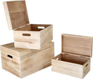 Úložné dřevěné krabice na hračky (Sada pěkných dřevěných krabic)