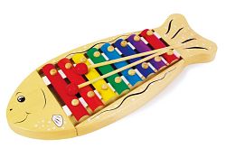 Velký dřevěný xylofon 40 cm (Dětský dřevěný xylofon - Velký dřevěný xylofon 40 cm, ryba)